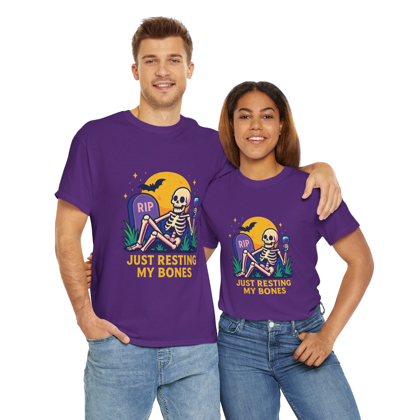Skeleton Tee - Just Resting My Bones, Unisex Halloween Shirt