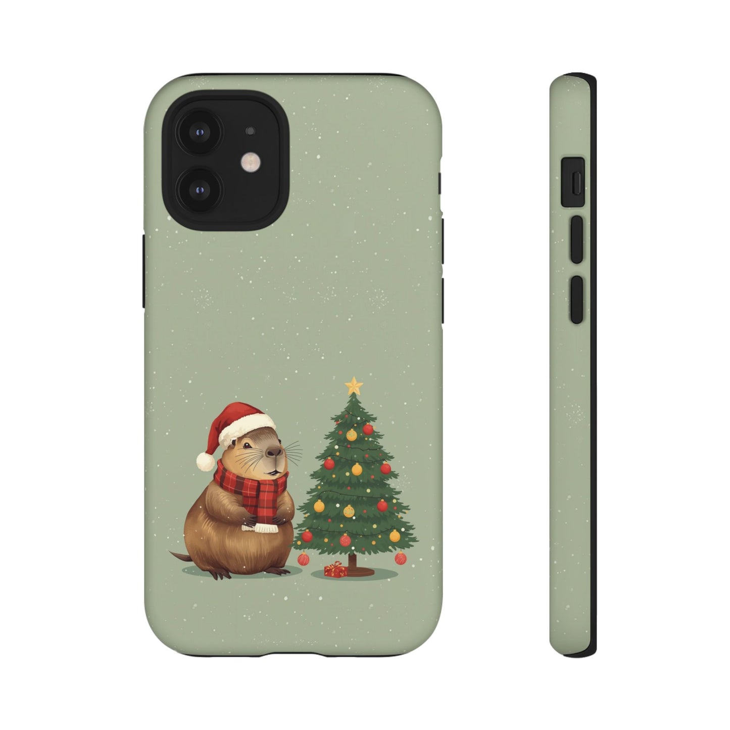 Christmas Phone Case with Capybara Design, Dual Layer Protective Case for Iphone 17, 16, 15, 14, 13 & Samsung