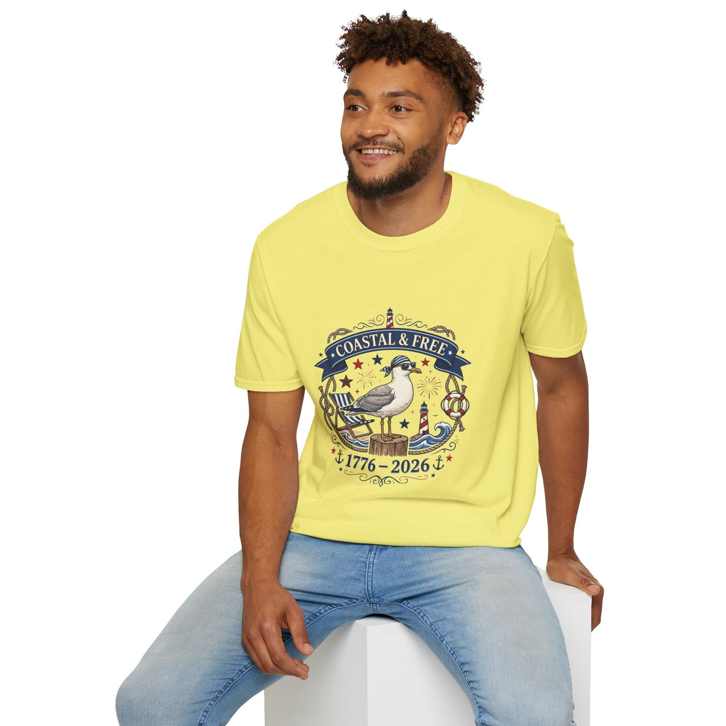 Coastal & Free Seagull T-Shirt — Patriotic 4th of July Tee