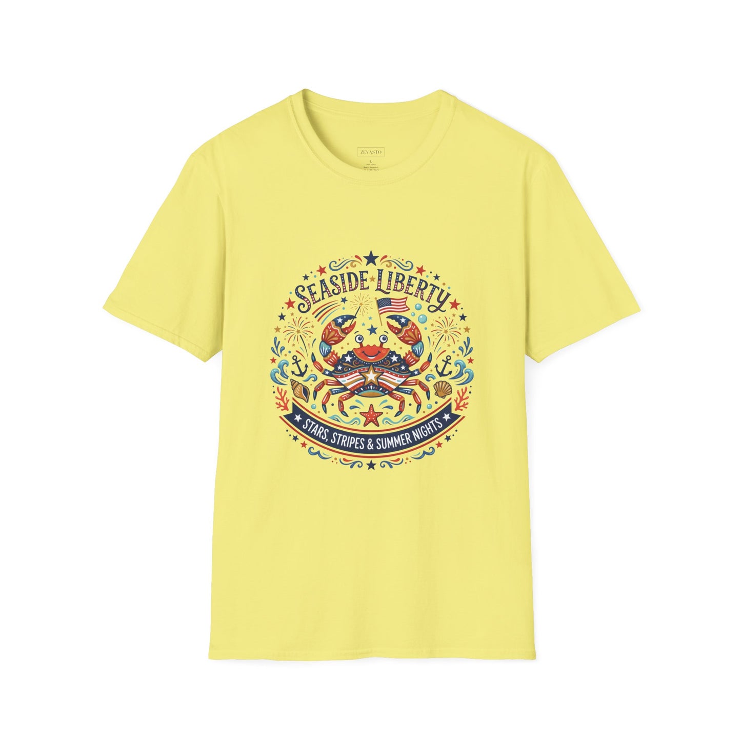 Seaside Liberty Crab T-Shirt — 4th of July Patriotic Summer Beach Tee