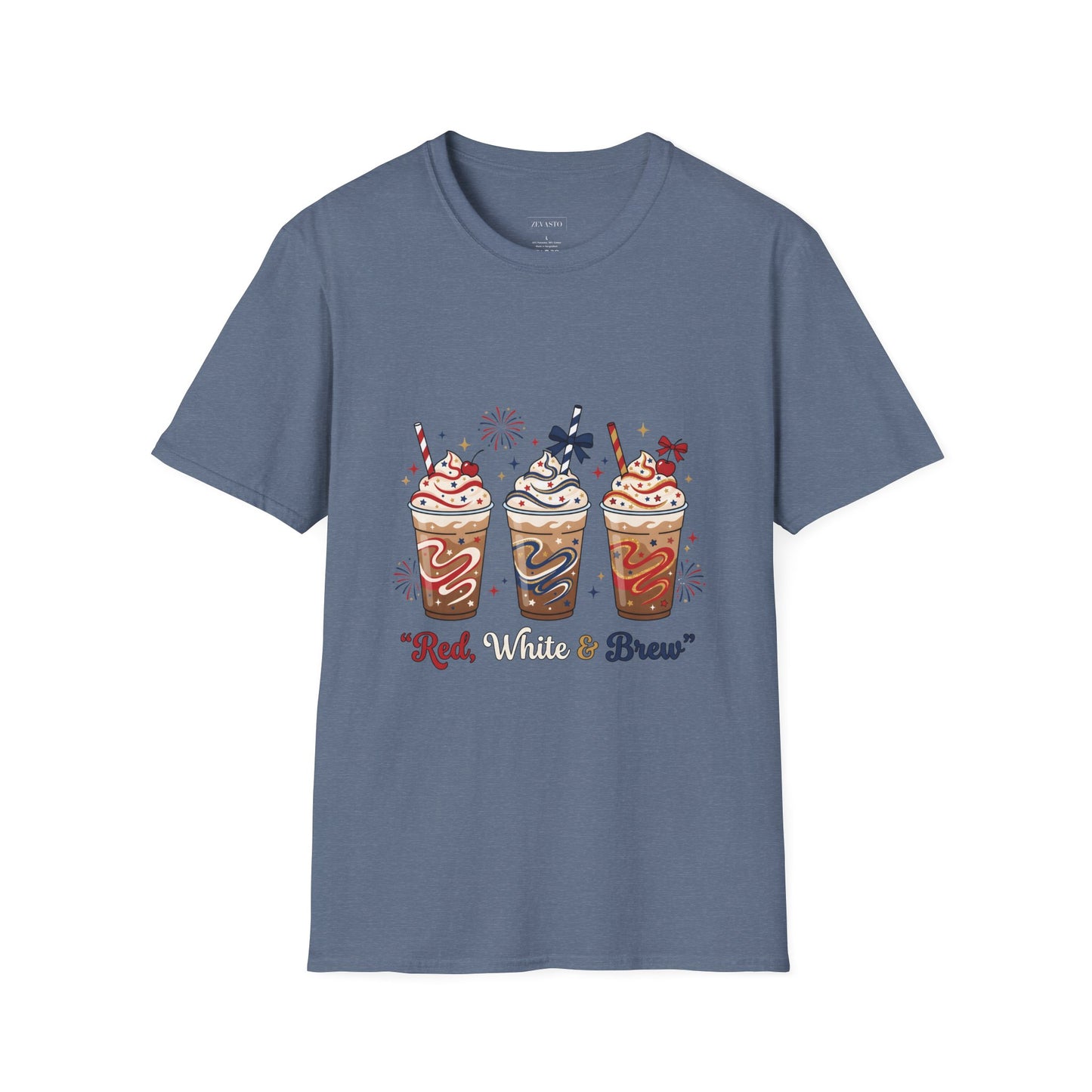 Patriotic Iced Coffee Tee — "Red, White & Brew" Graphic T‑Shirt