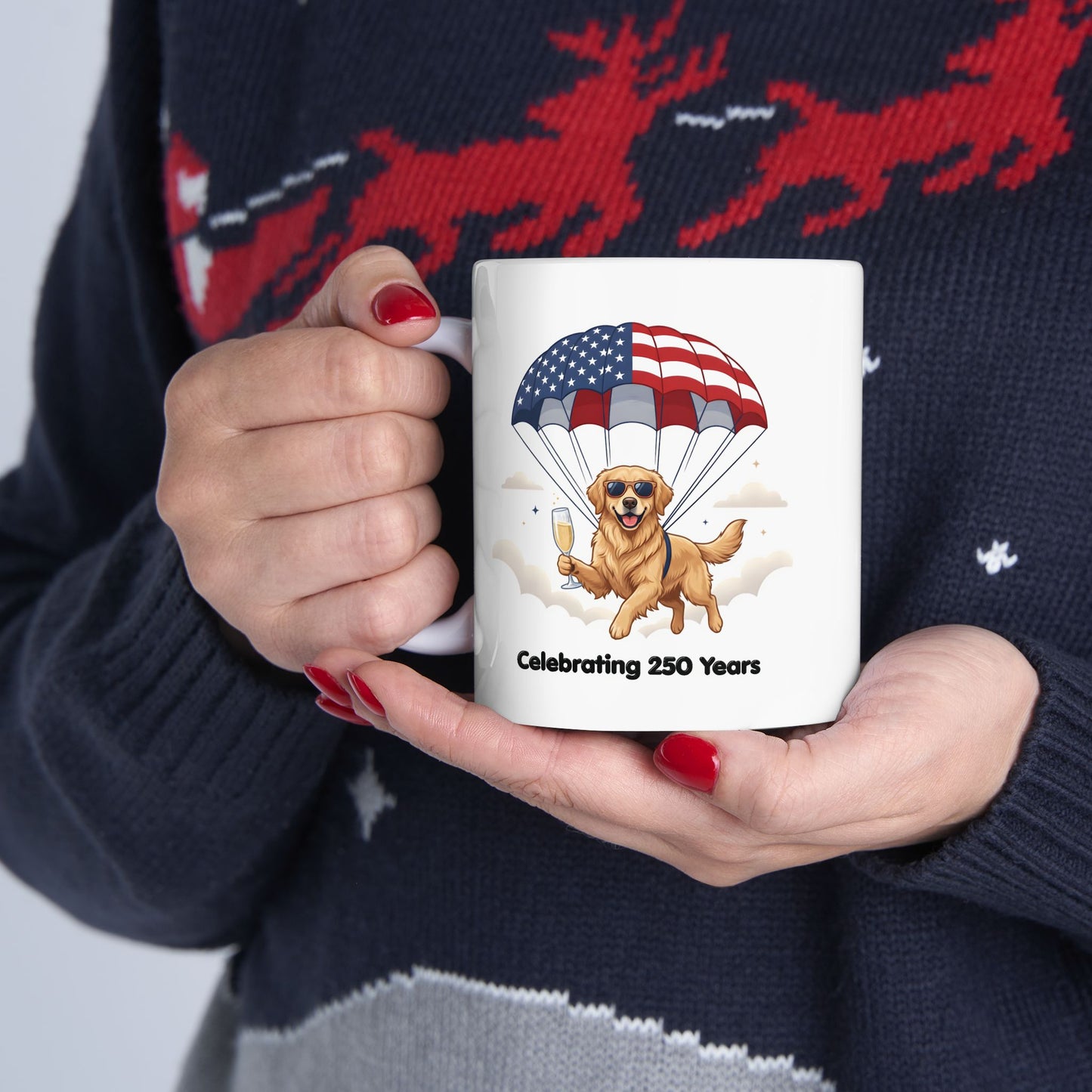 Patriotic Golden Retriever Ceramic Mug