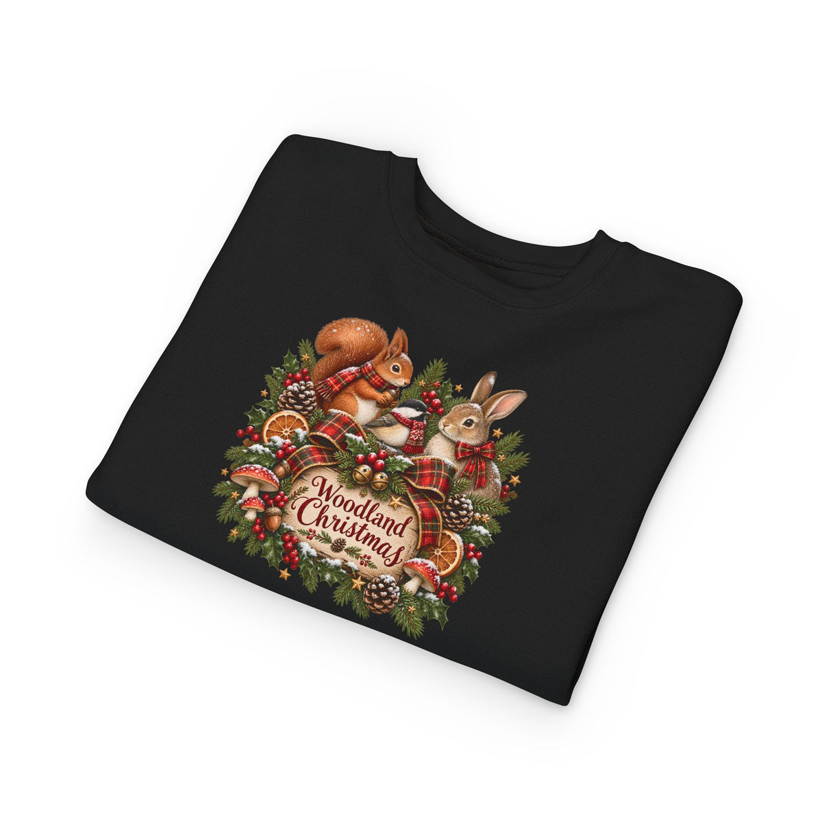 Woodland Christmas Toddler Sweatshirt — Cute Squirrel & Bunny Holiday Pullover