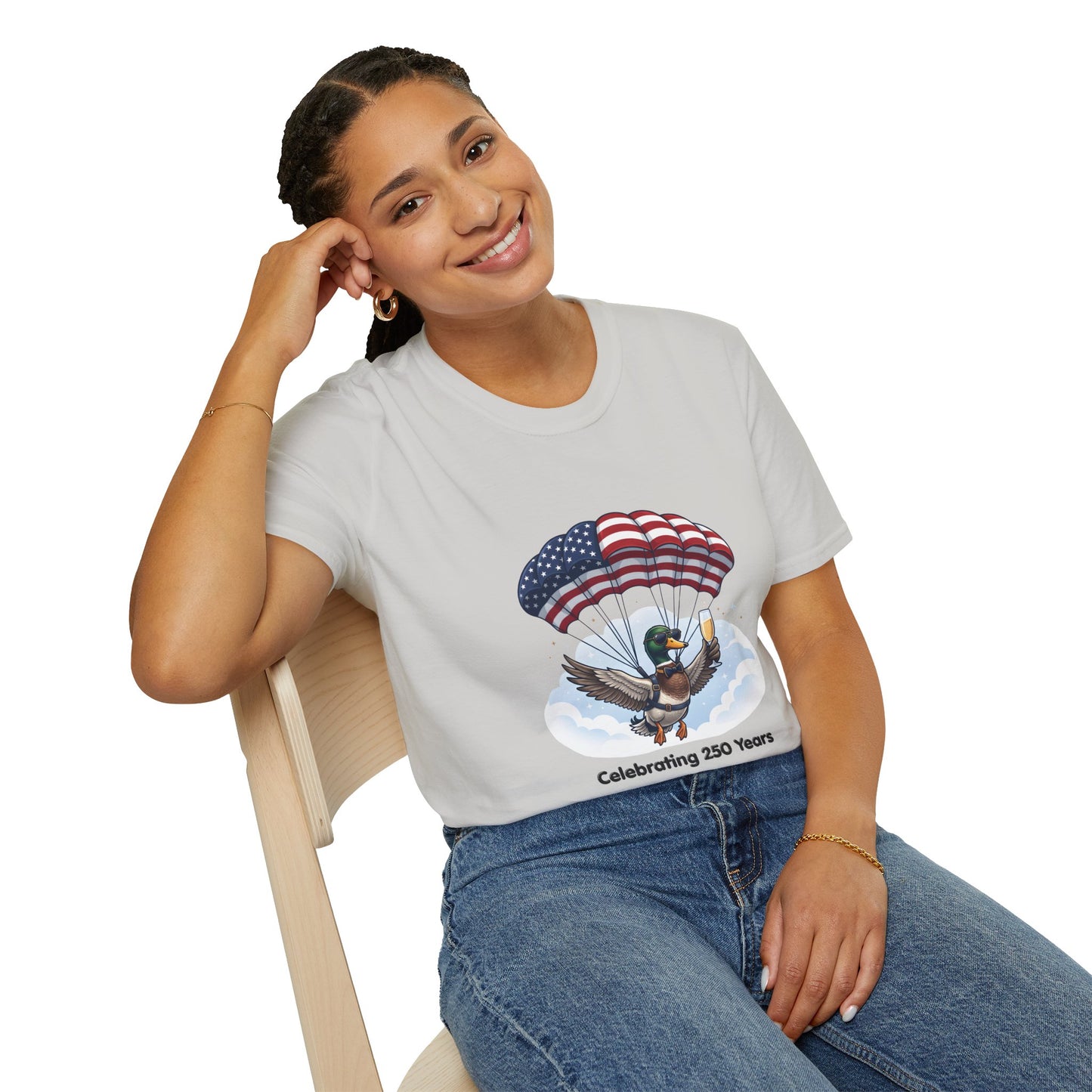 Duck Parachute T-Shirt – Celebrating 250 Years Patriotic Graphic Tee