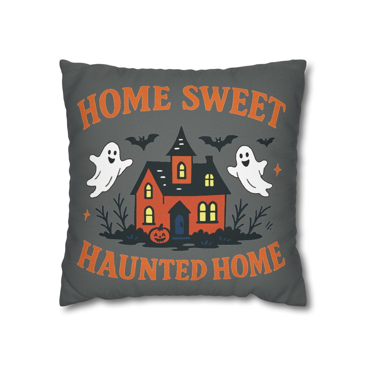 Halloween Themed Square Pillowcase, Home Sweet Haunted Home Decor
