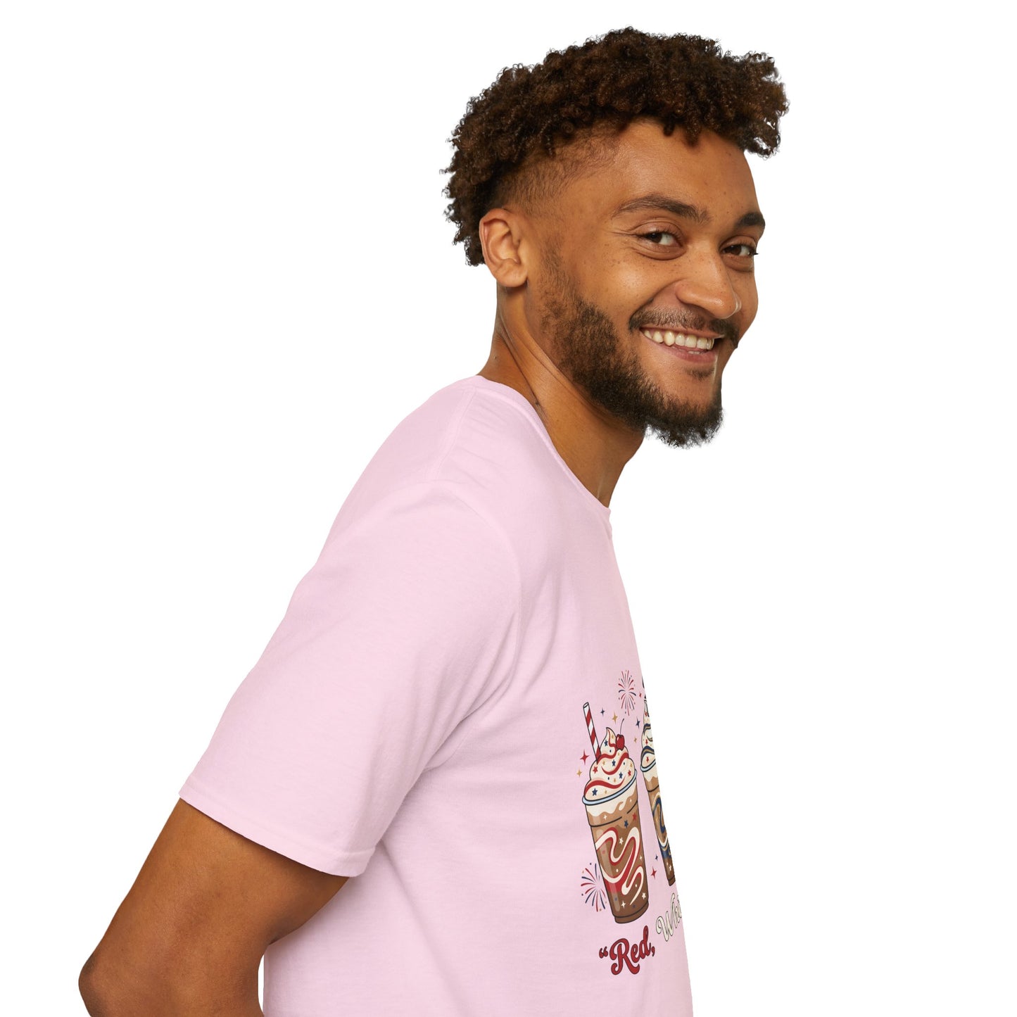 Patriotic Iced Coffee Tee — "Red, White & Brew" Graphic T‑Shirt