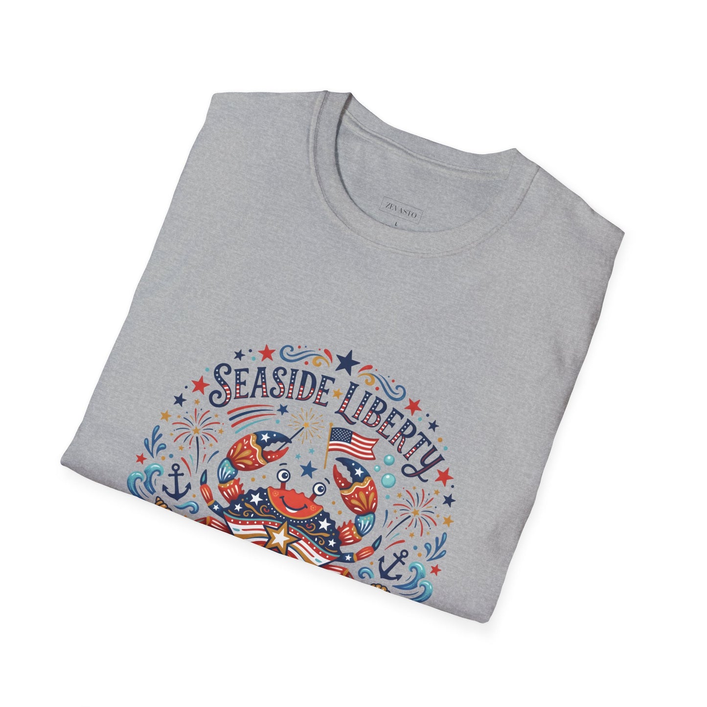 Seaside Liberty Crab T-Shirt — 4th of July Patriotic Summer Beach Tee