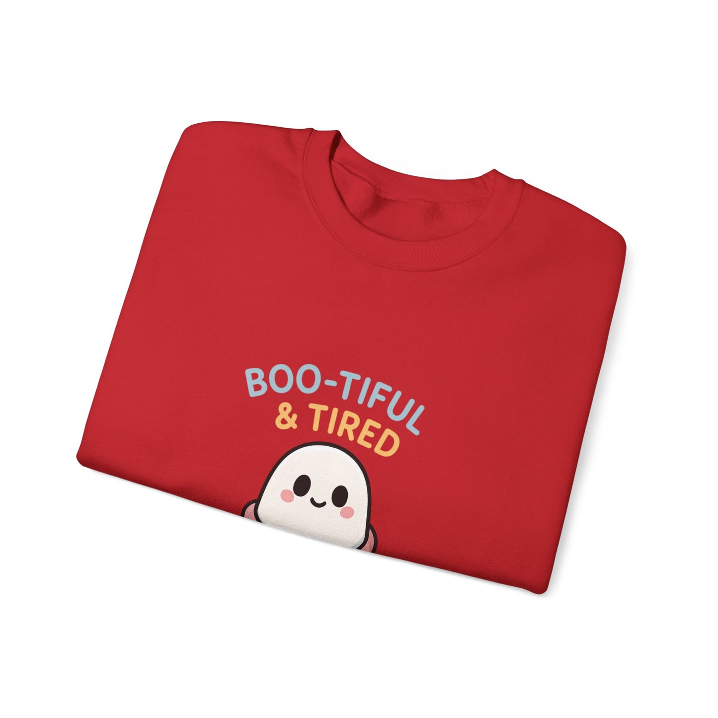 Boo-tiful & Tired Sweatshirt, Halloween-Themed Design