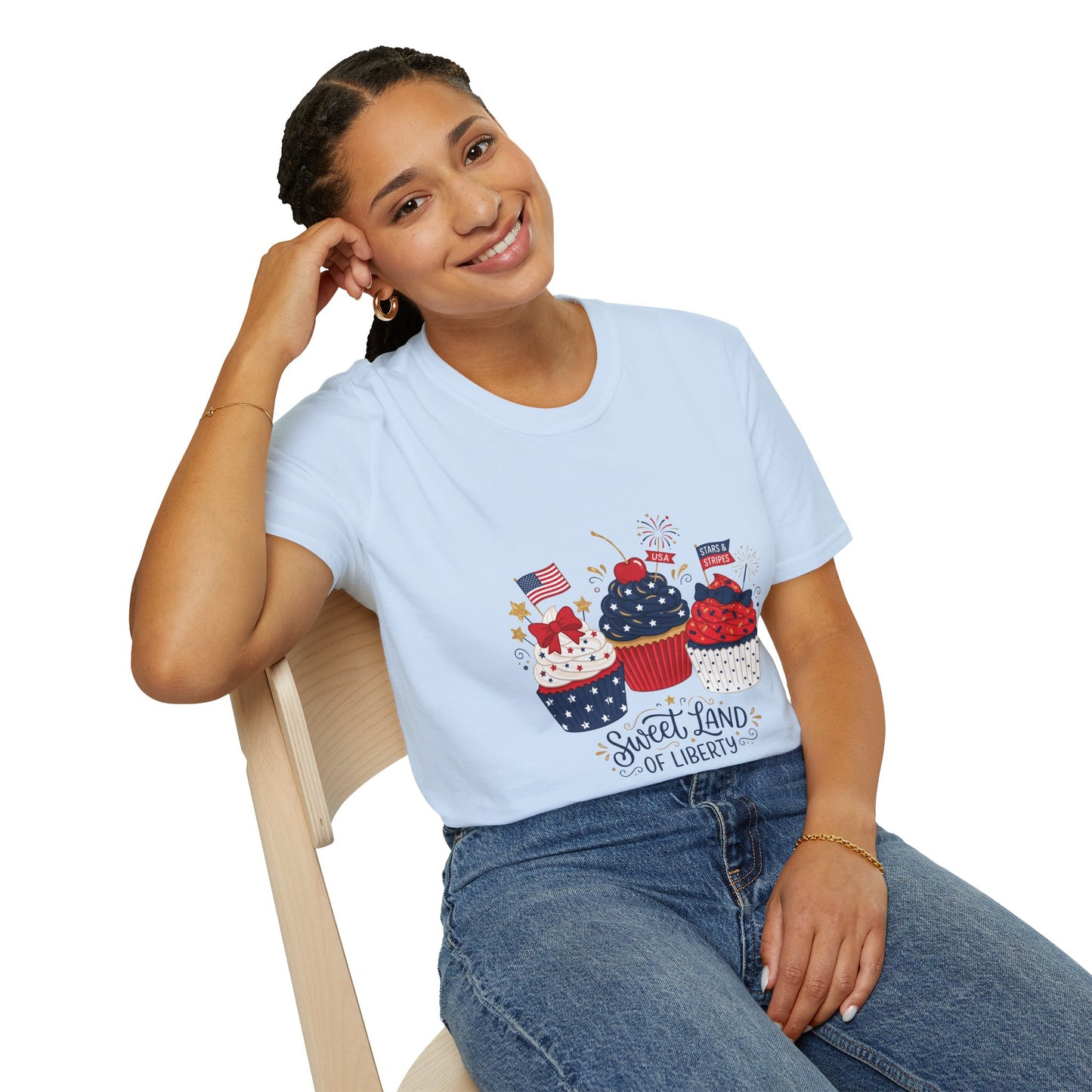 Patriotic Cupcakes T-Shirt — "Sweet Land of Liberty" 4th of July Tee