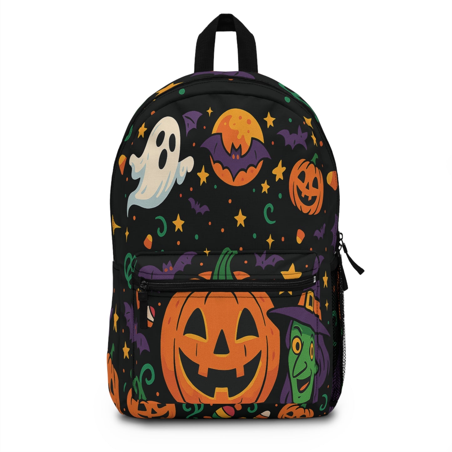 Halloween-Themed Backpack with Ghosts and Pumpkins, Spooky Season