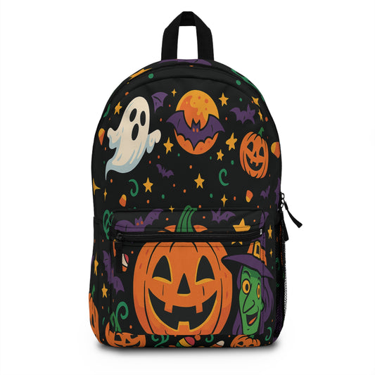 Halloween-Themed Backpack with Ghosts and Pumpkins, Spooky Season