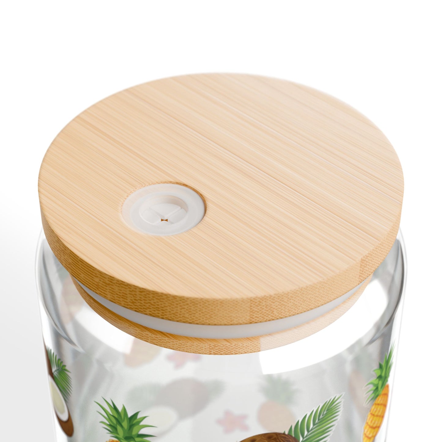 Personalized Tropical Sipper Glass — 16oz Pineapple & Coconut Straw Tumbler