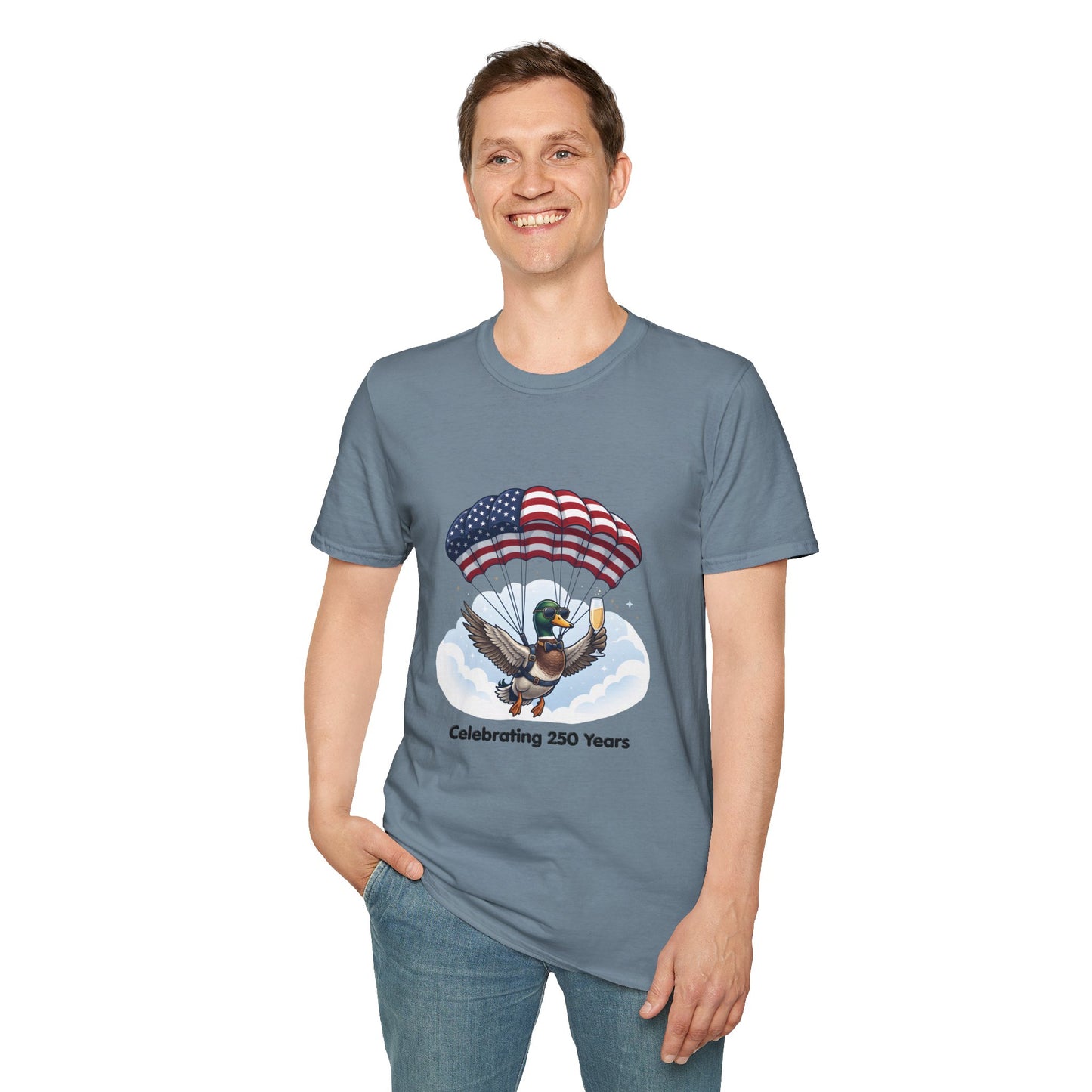 Duck Parachute T-Shirt – Celebrating 250 Years Patriotic Graphic Tee