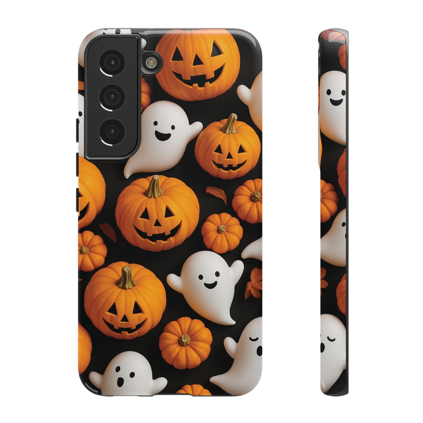 Halloween Phone Case, Spooky Ghosts and Pumpkins Design
