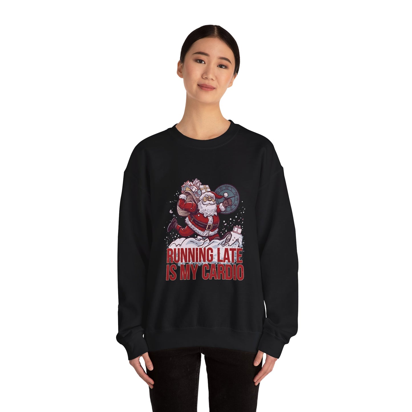 Santa Cardio Sweatshirt - Holiday Funny Gift, Christmas Apparel, Unisex Crewneck, Santa Workout