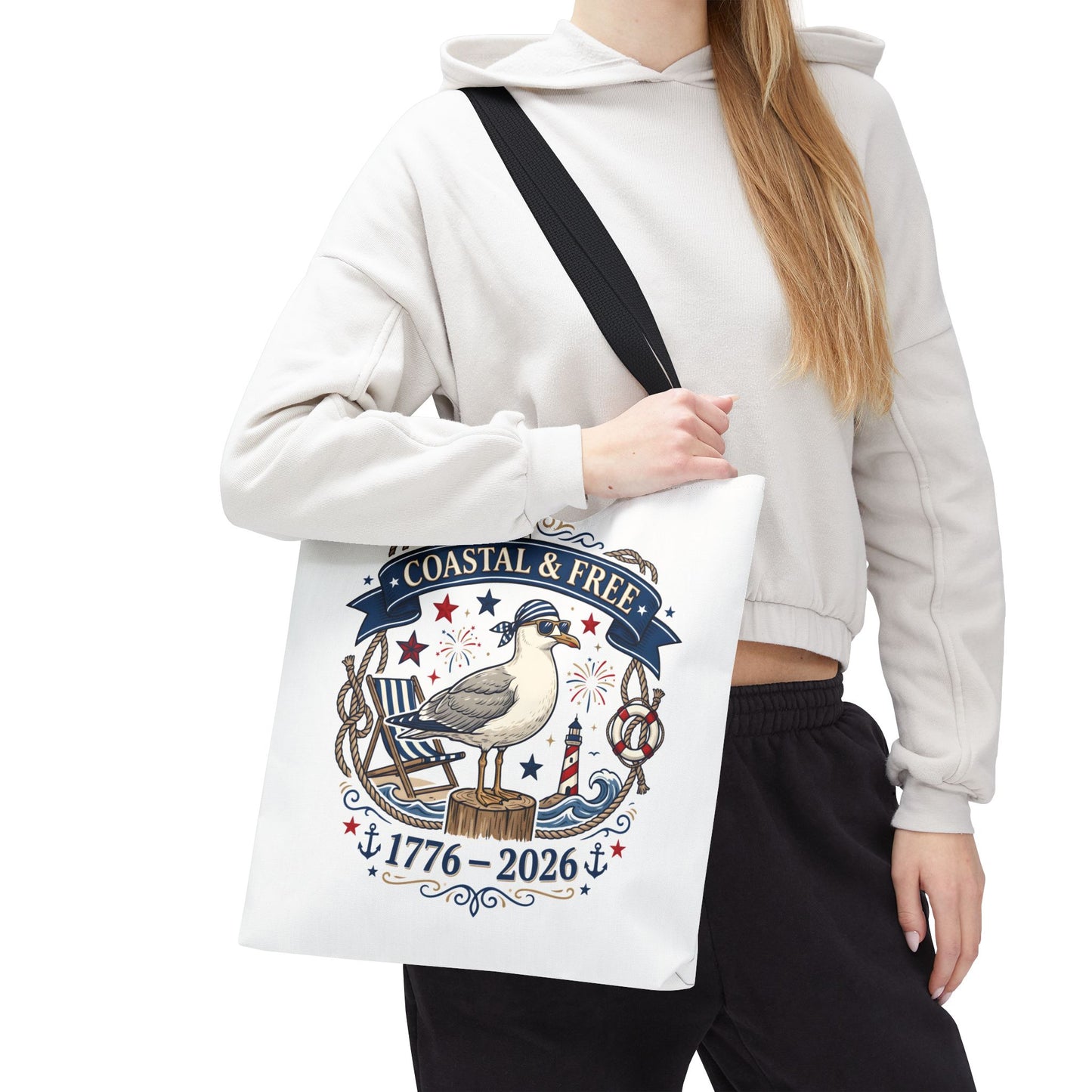 Coastal & Free Seagull Tote Bag — Patriotic 4th of July Beach Tote