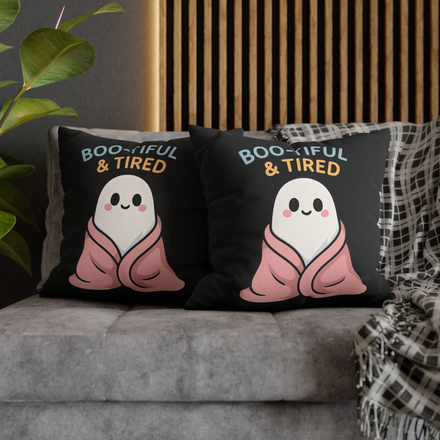 Boo-tiful & Tired Ghost Pillowcase, Halloween Home Decor