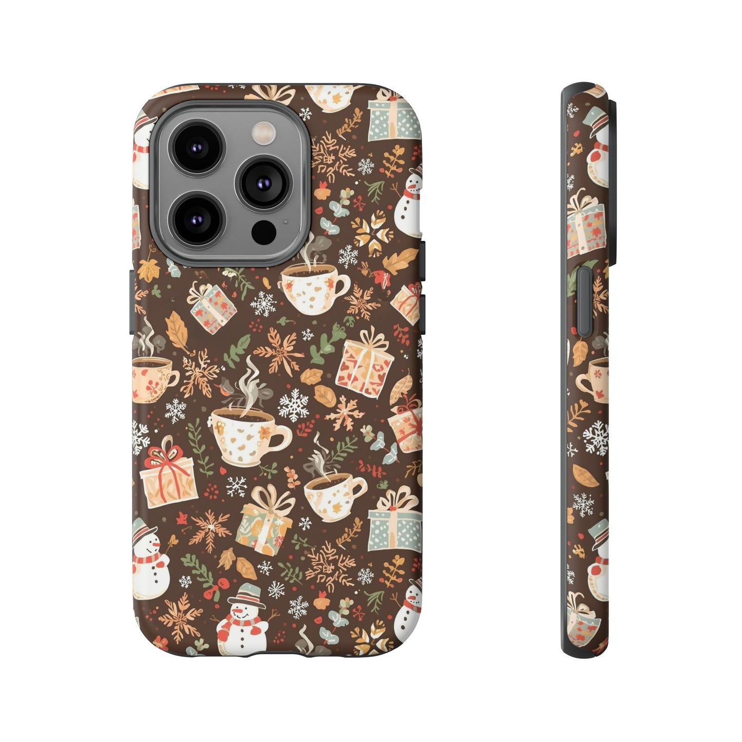 Christmas Phone Case, Winter Holiday Phone Case with Snowmen and Gifts Design for Iphone 17, 16, 15, 14, 13, 12, 11 & Samsung