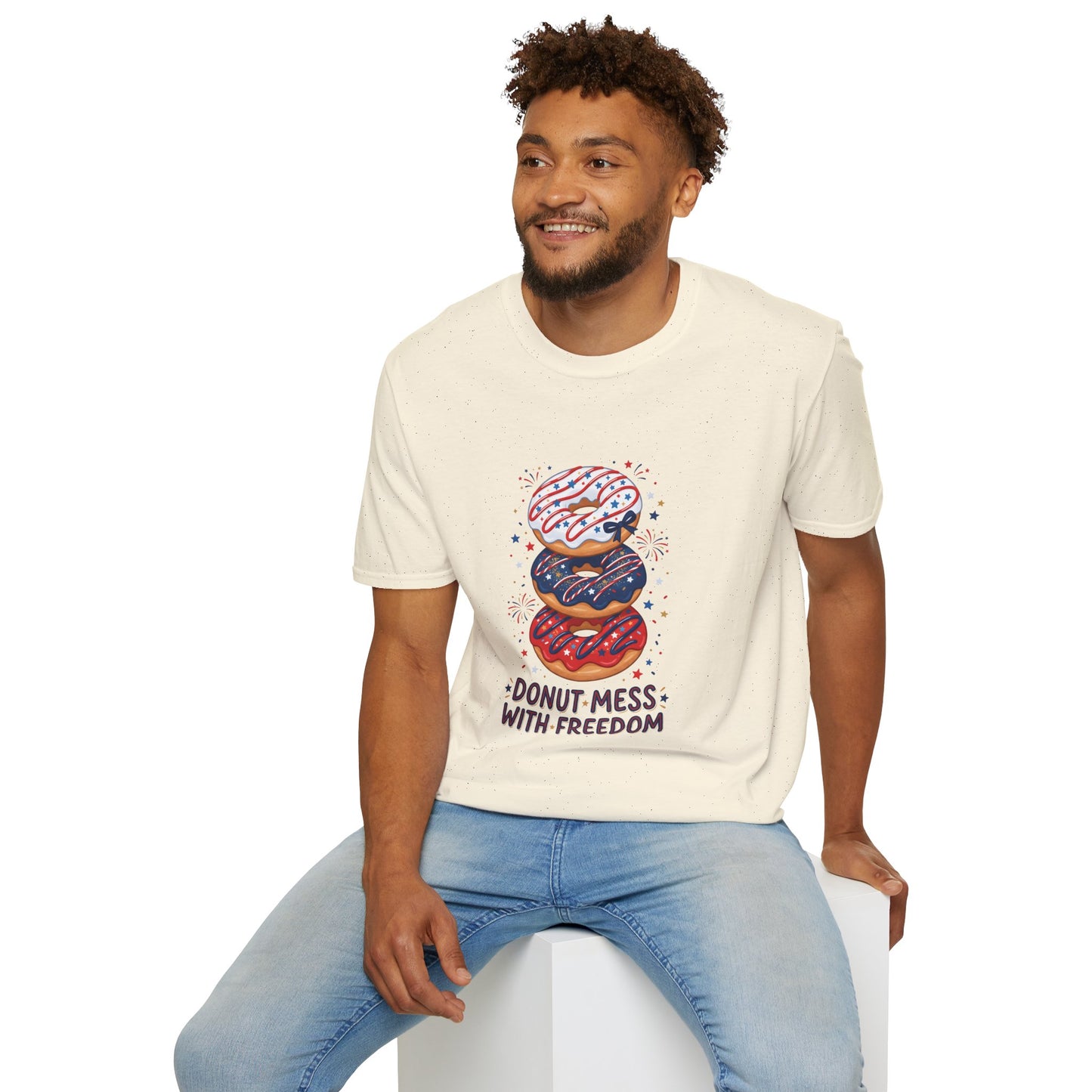 Donut Mess With Freedom T-Shirt — Patriotic Donut Stack 4th of July Tee
