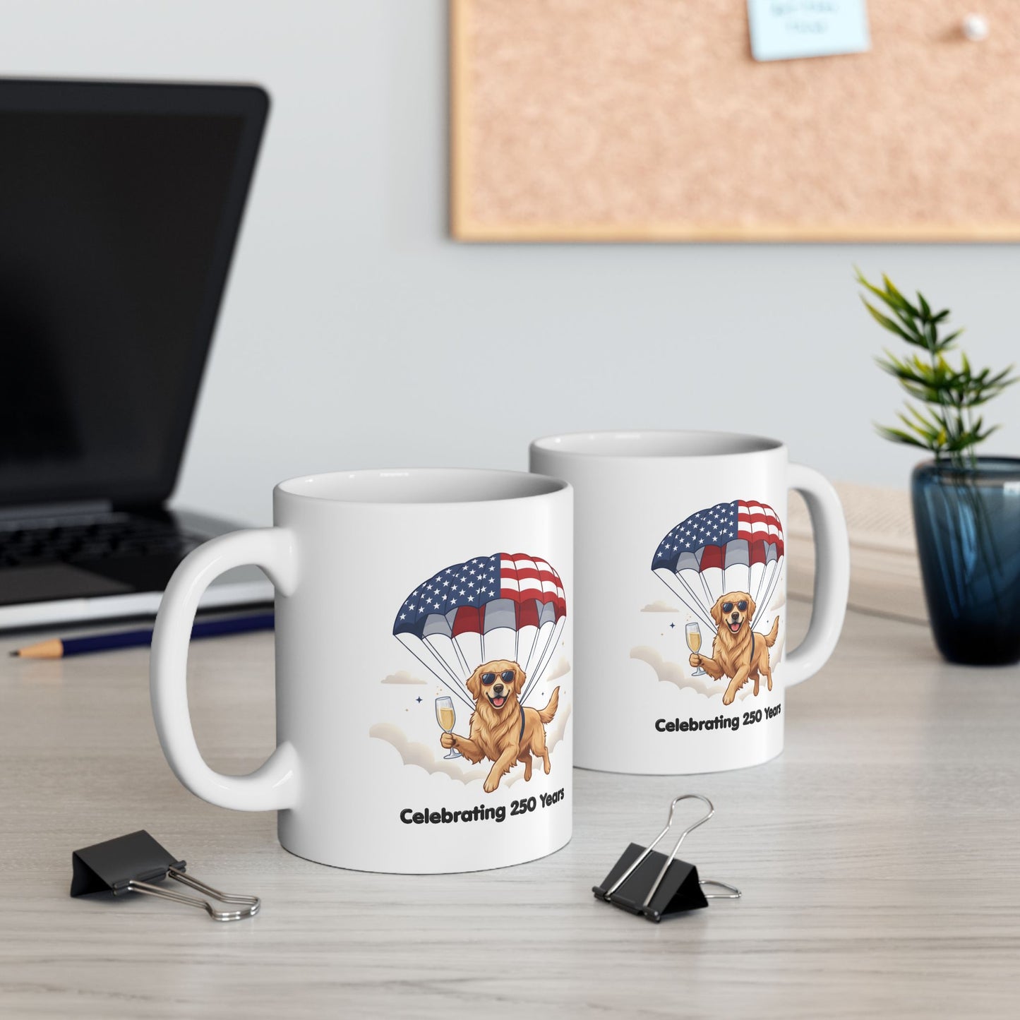 Patriotic Golden Retriever Ceramic Mug
