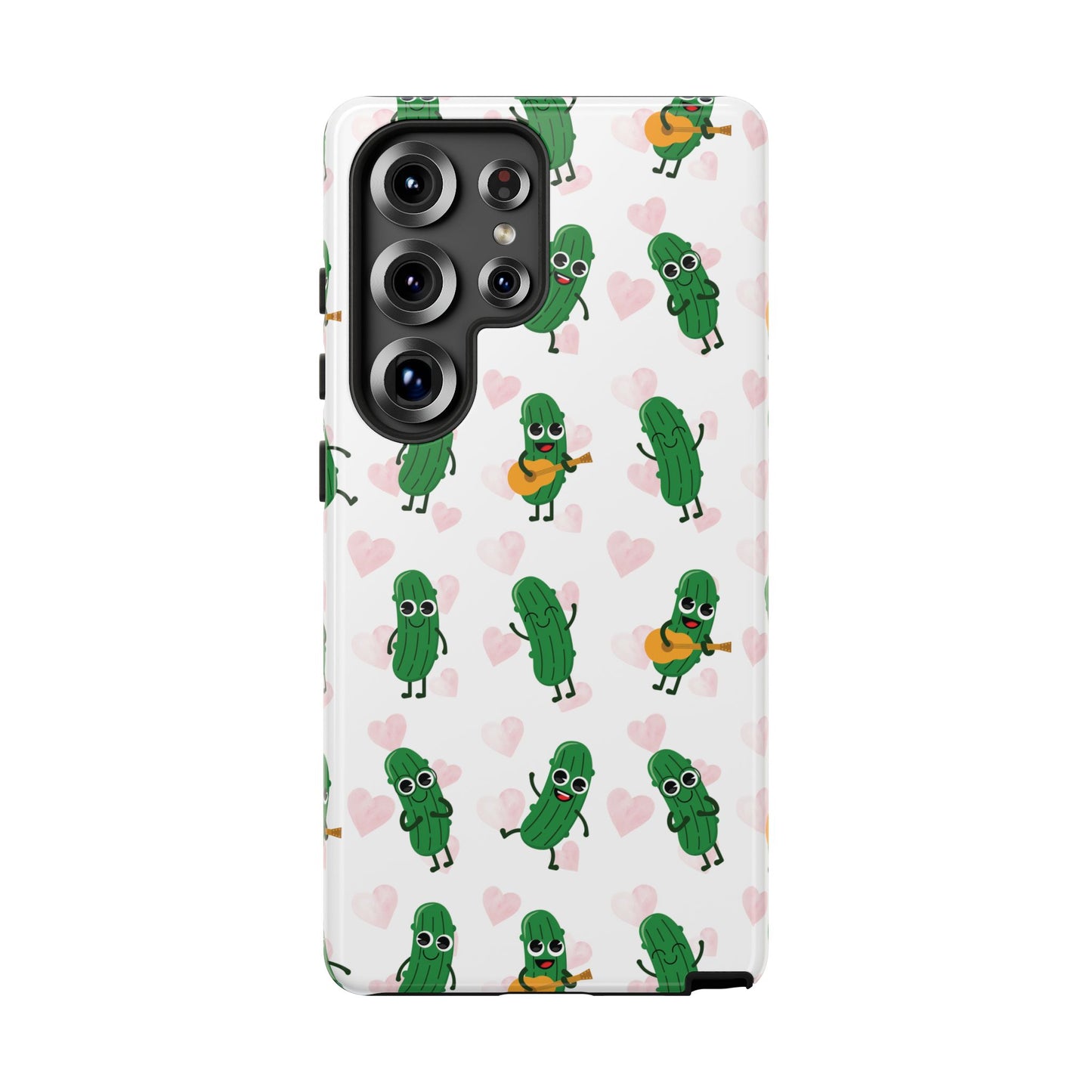 Pickle Pattern Phone Case — Cute Dancing Pickles with Hearts