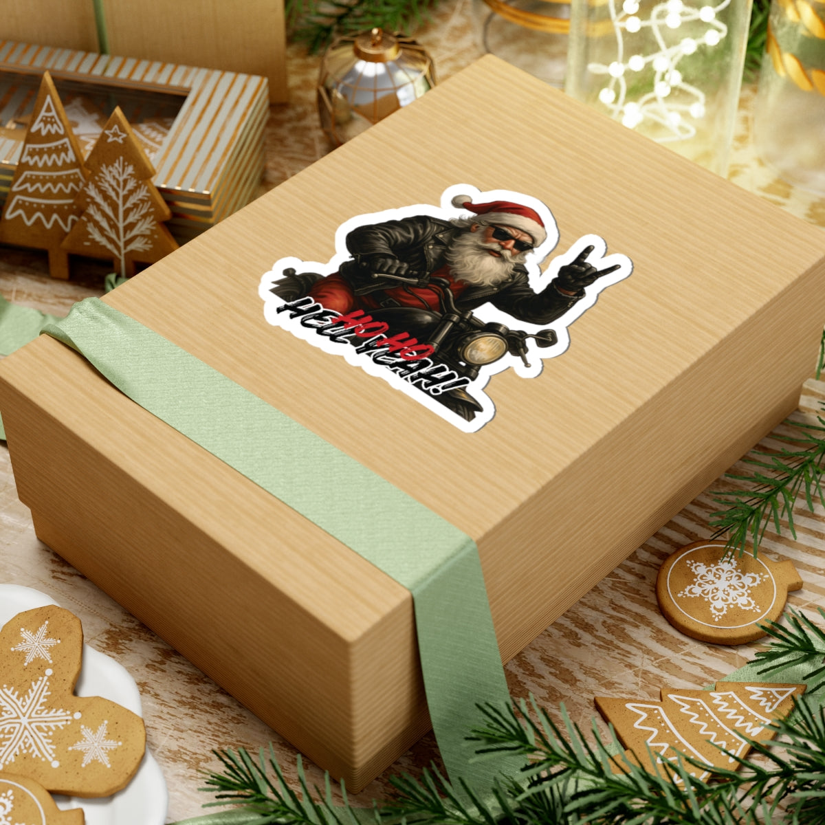 Rocker Santa Christmas Sticker, 4 Size Option