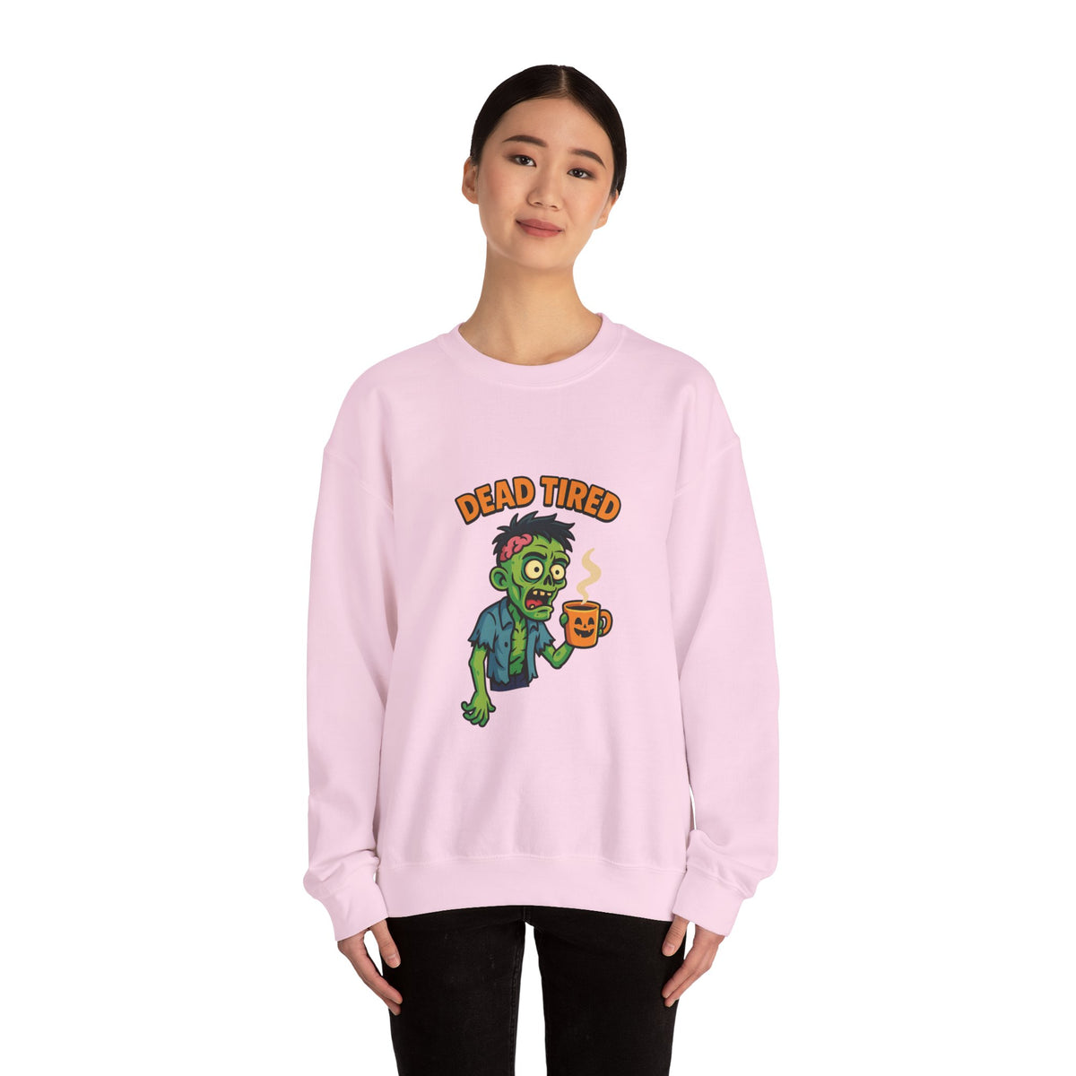 Dead Tired Zombie Sweatshirt, Funny Halloween Crewneck, Spooky Season Apparel