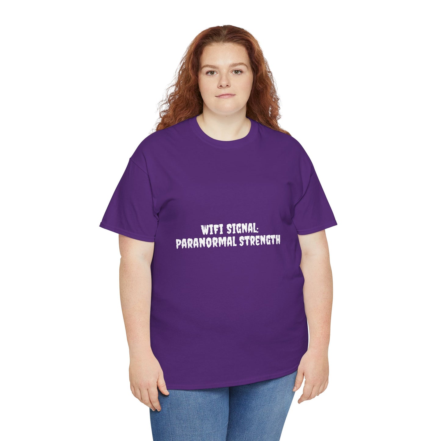 Paranormal Strength Tee, Unisex Heavy Cotton Tee, Funny Wifi Signal T-Shirt, Humor Apparel