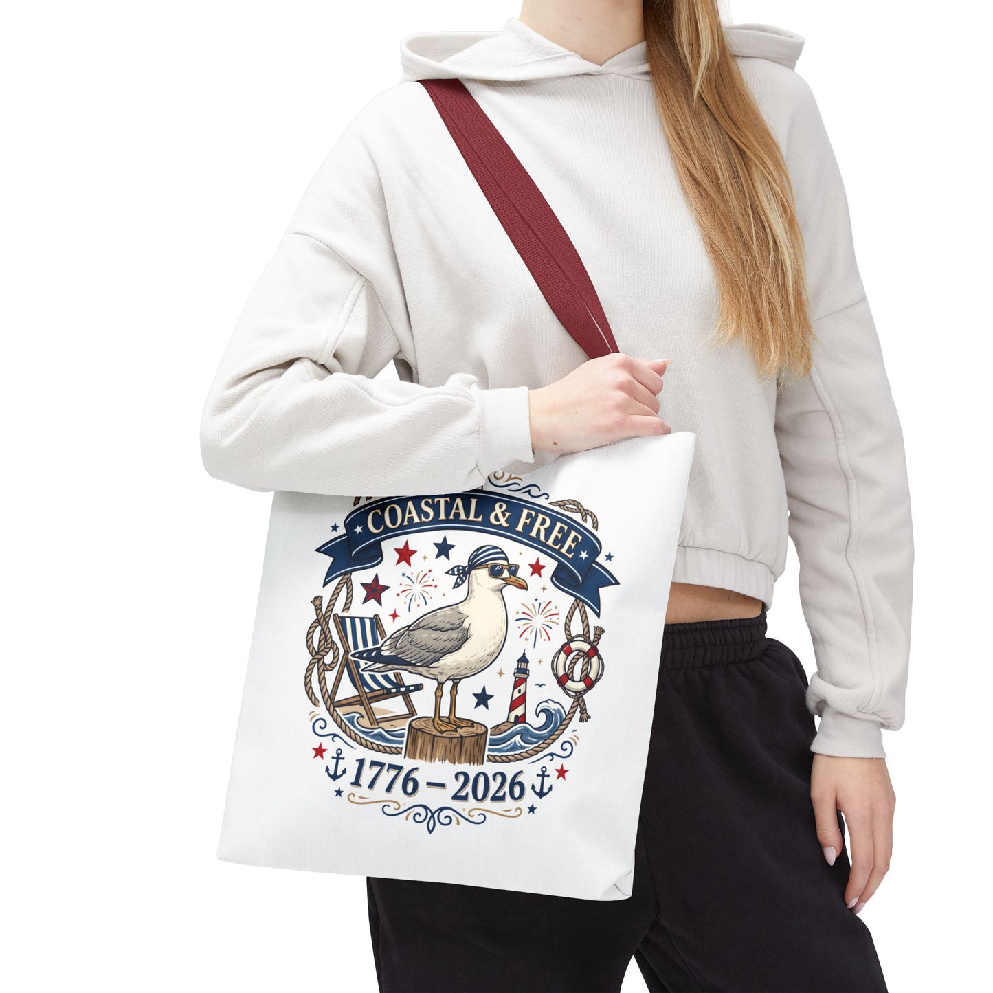 Coastal & Free Seagull Tote Bag — Patriotic 4th of July Beach Tote