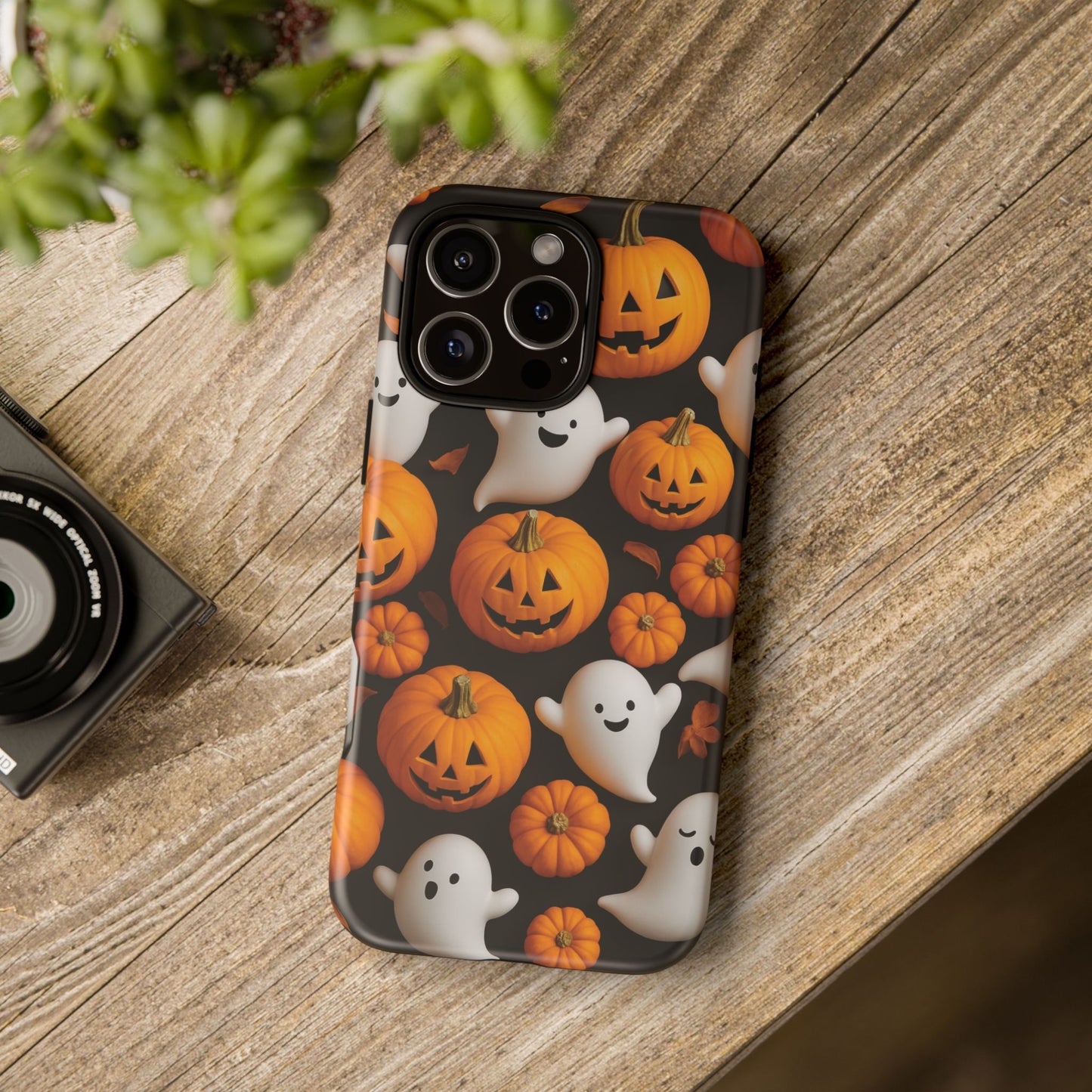 Halloween Phone Case, Spooky Ghosts and Pumpkins Design