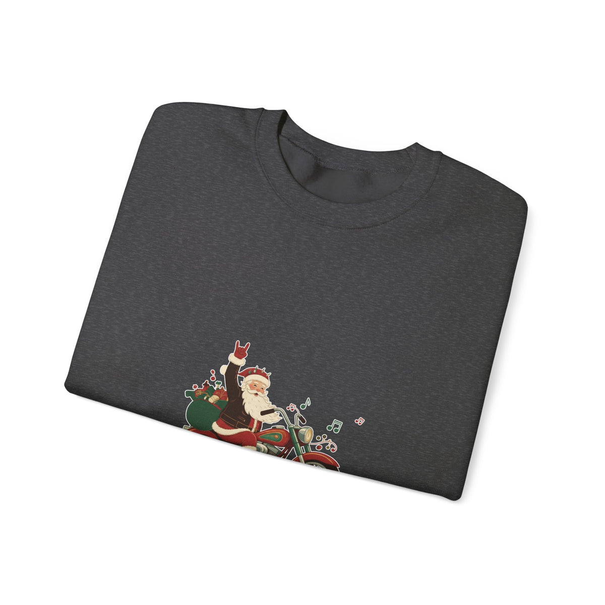 Christmas Motorcycle Sweatshirt - "Ride Into Christmas" Santa Biker Holiday Crewneck