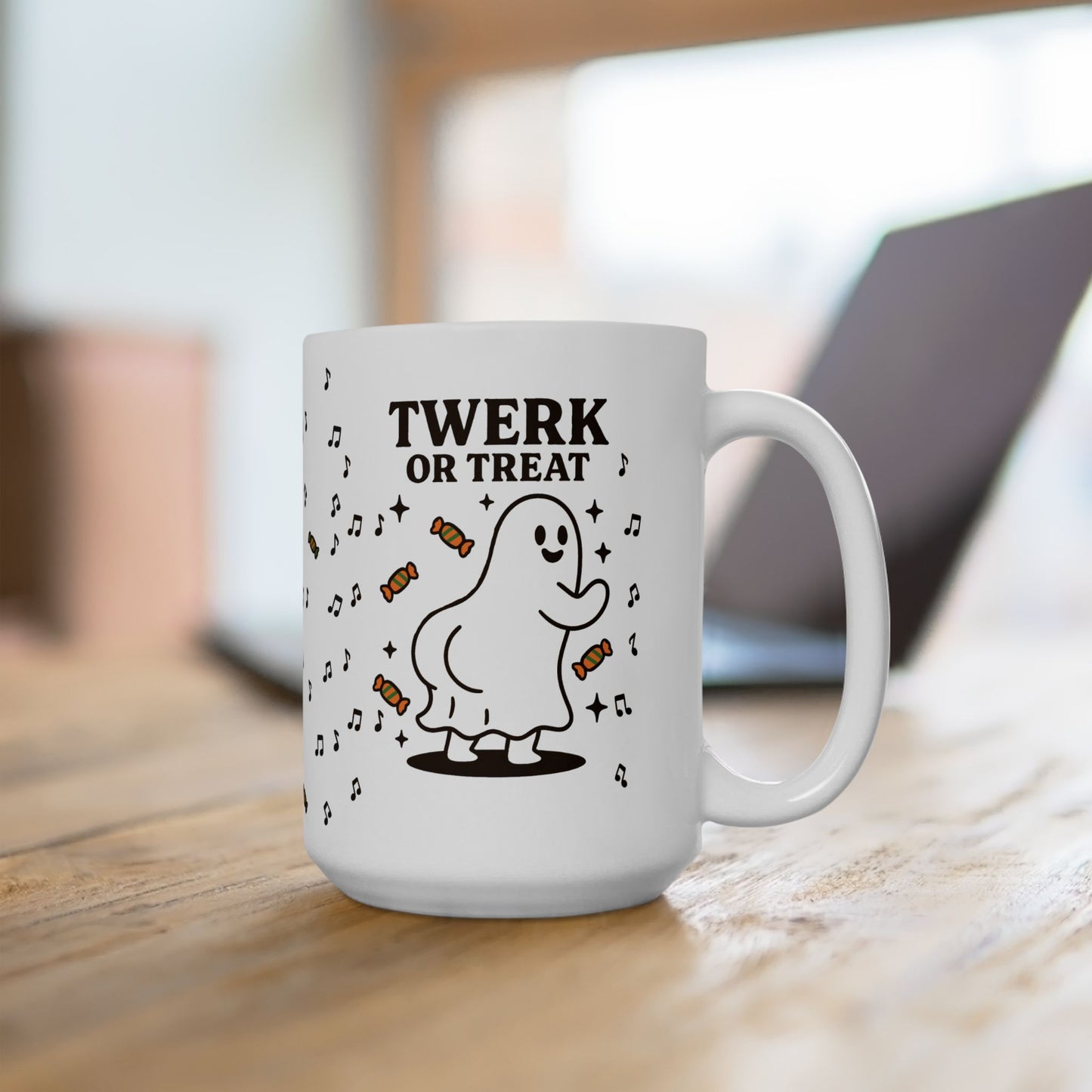 Twerk or Treat Ghost Ceramic Mug - Cute Design for Coffee Lovers, Spooky Decor for Halloween
