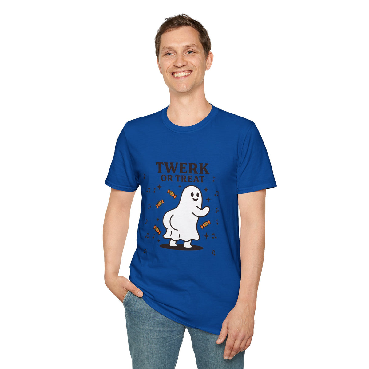 Whimsical Halloween T-Shirt for Adults, Fun Ghost Tee, Twerk or Treat Shirt, Unisex Costume Top, Spooky Celebration Apparel
