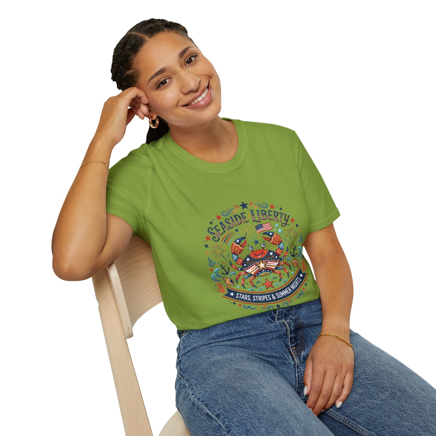 Seaside Liberty Crab T-Shirt — 4th of July Patriotic Summer Beach Tee
