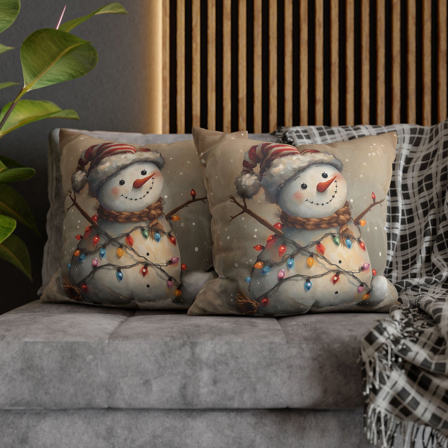 Festive Snowman Throw Pillowcase — Vintage Christmas Decorative Cushion Cover