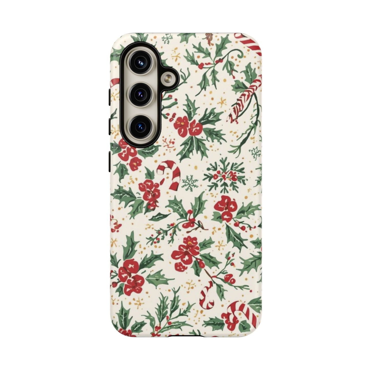 Christmas Themed Phone Case, Festive Floral Dual Layer Phone Case for Iphone 17, 16, 15, 14, 13, 12, 11 & Samsung
