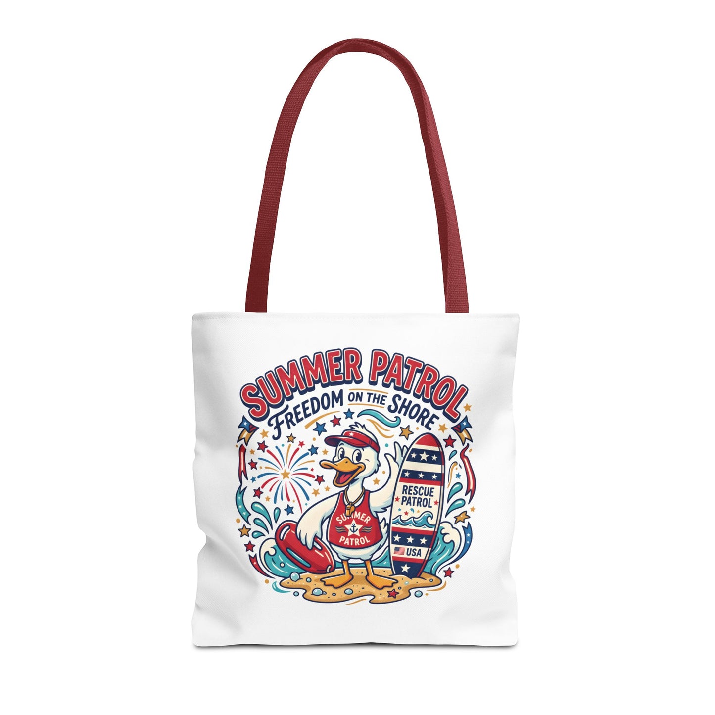 Summer Patrol Beach Tote Bag – 'Freedom on the Shore' Patriotic Design, 4th of July Gift