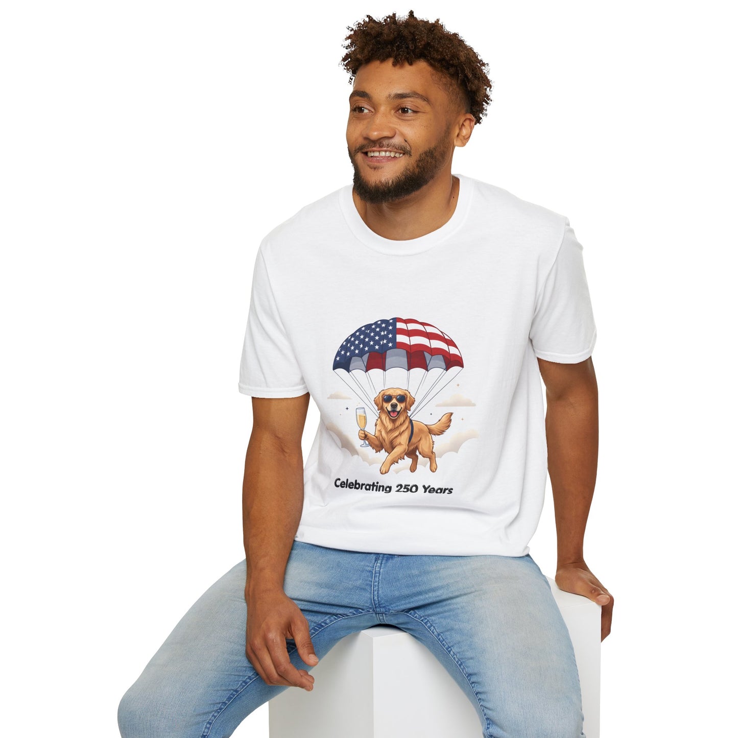 Patriotic Golden Retriever T-Shirt — "Celebrating 250 Years"