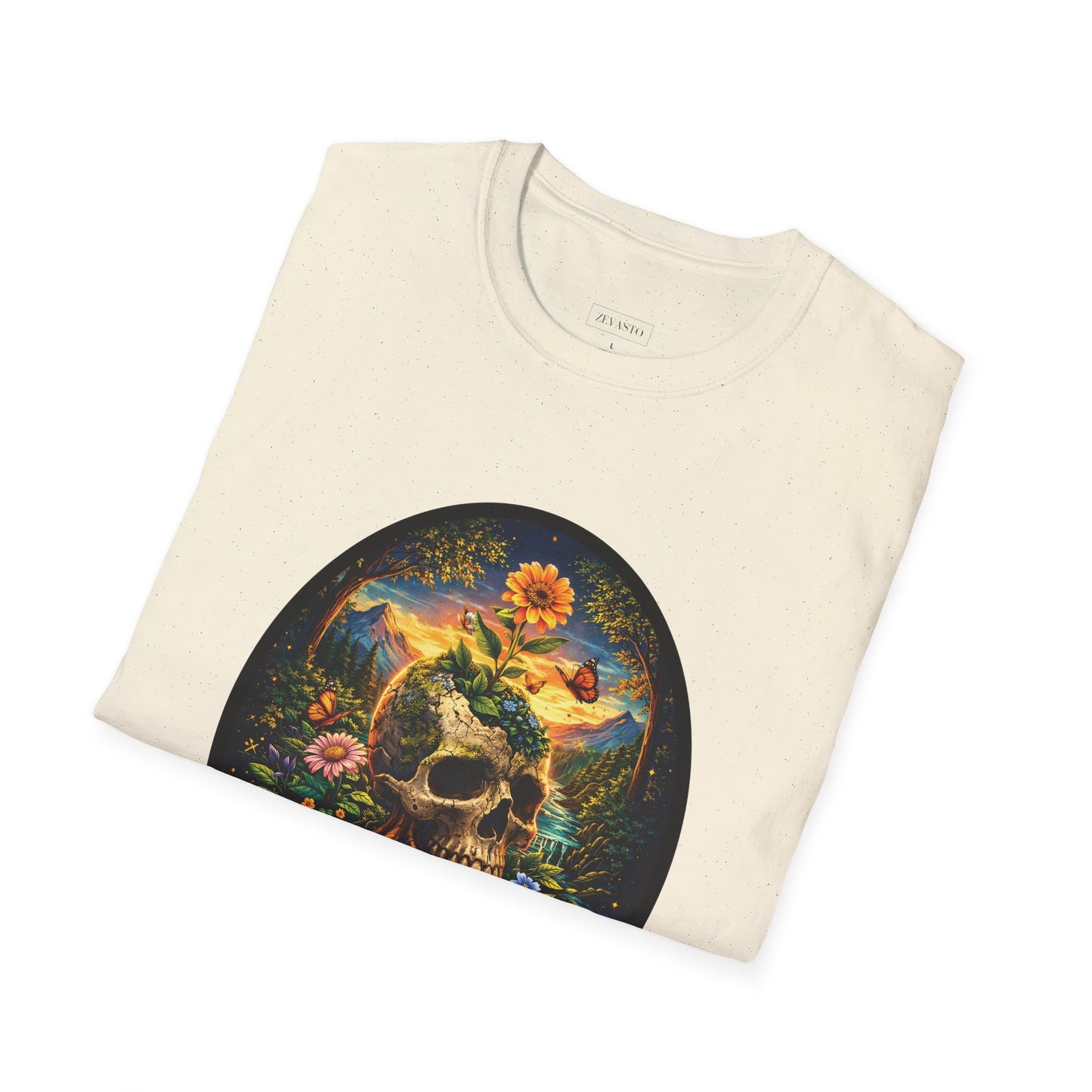 Growing Through It T-Shirt – Earth Day Nature Skull Graphic Tee | Mental Growth & Healing Shirt | Botanical Aesthetic Unisex Tee