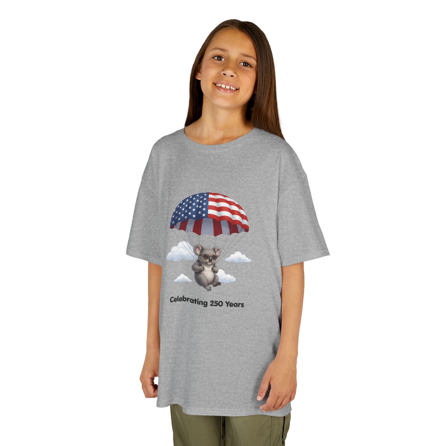 Kids Tee — Patriotic Koala Design, "Celebrating 250 Years"