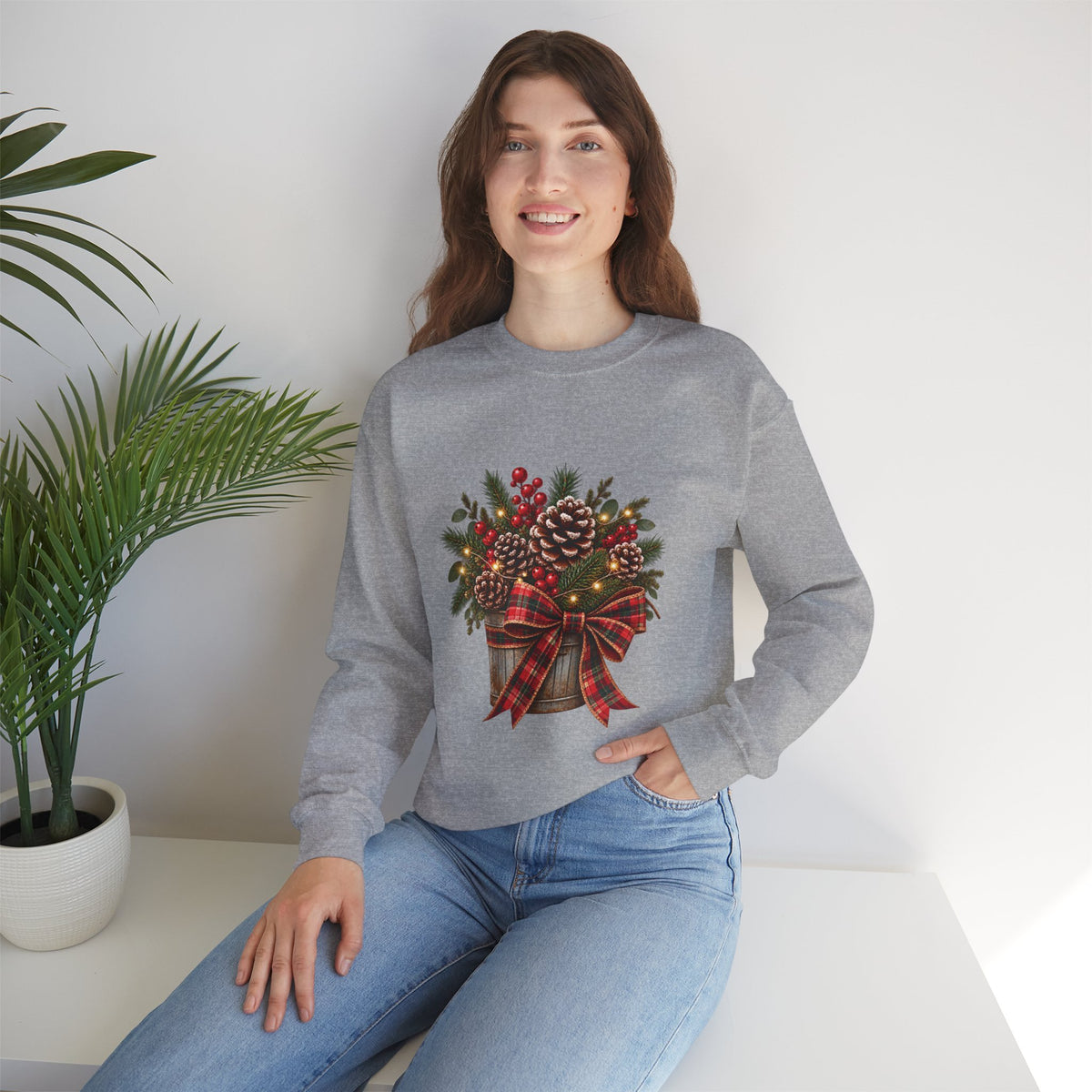 Christmas Pinecone Basket Crewneck Sweatshirt
