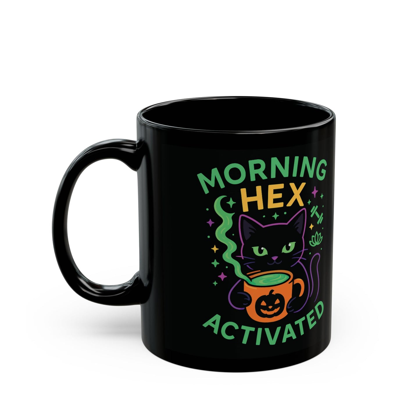 Cat-Themed Mug - Morning Hex Activated, Halloween Decor