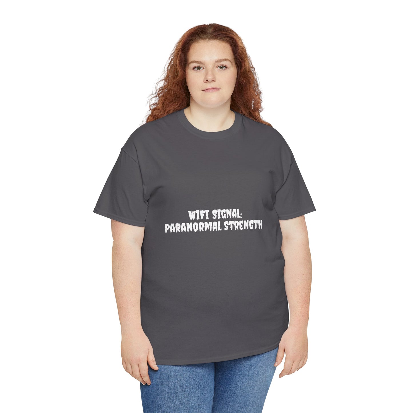 Paranormal Strength Tee, Unisex Heavy Cotton Tee, Funny Wifi Signal T-Shirt, Humor Apparel