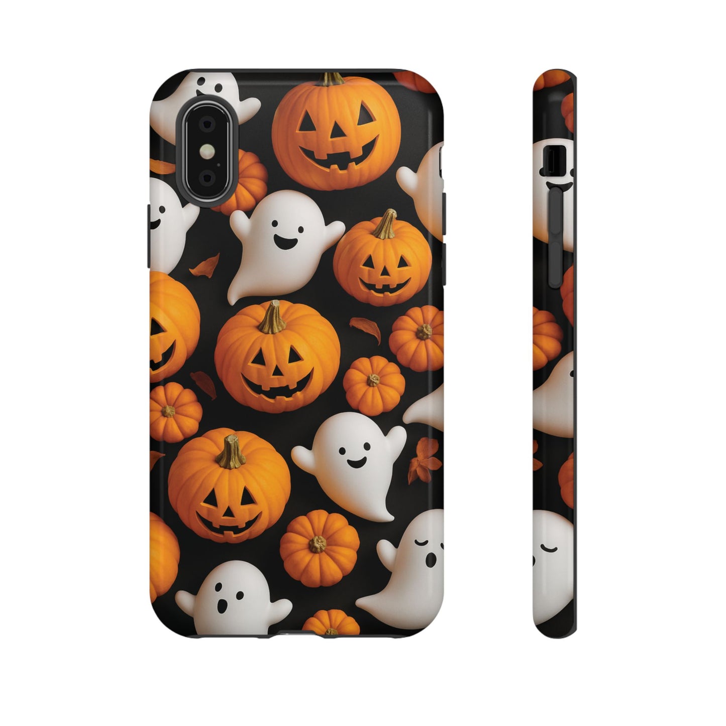 Halloween Phone Case, Spooky Ghosts and Pumpkins Design