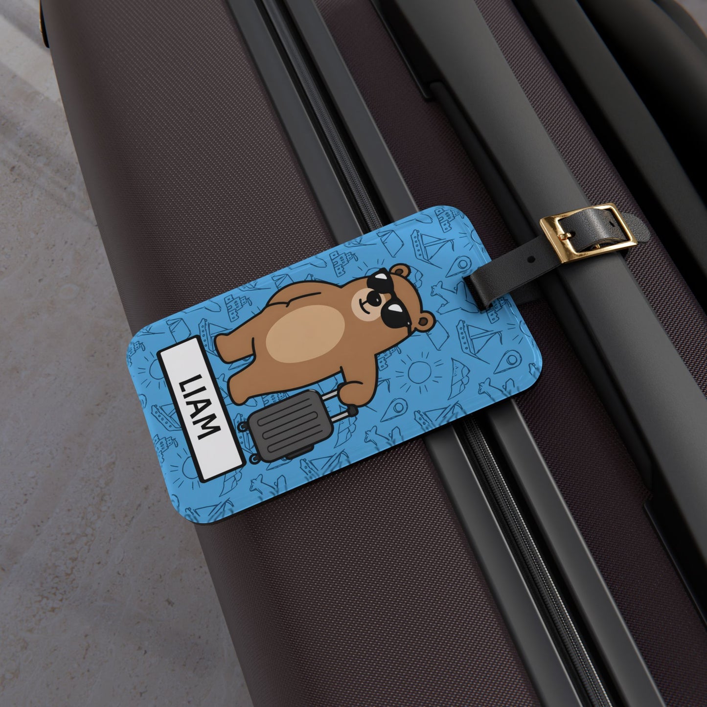 Personalized Bear Luggage Tag —  Travel Bag ID with Name