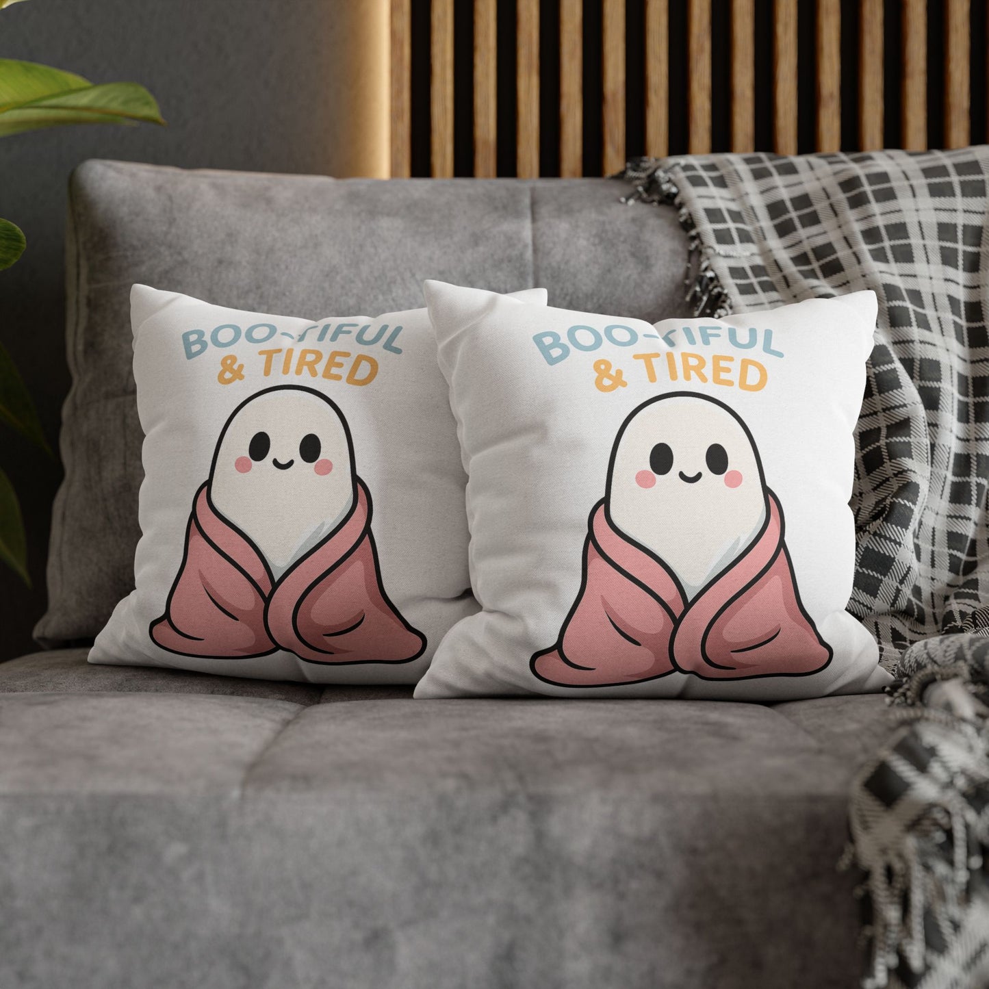 Boo-tiful & Tired Ghost Pillowcase, Halloween Home Decor