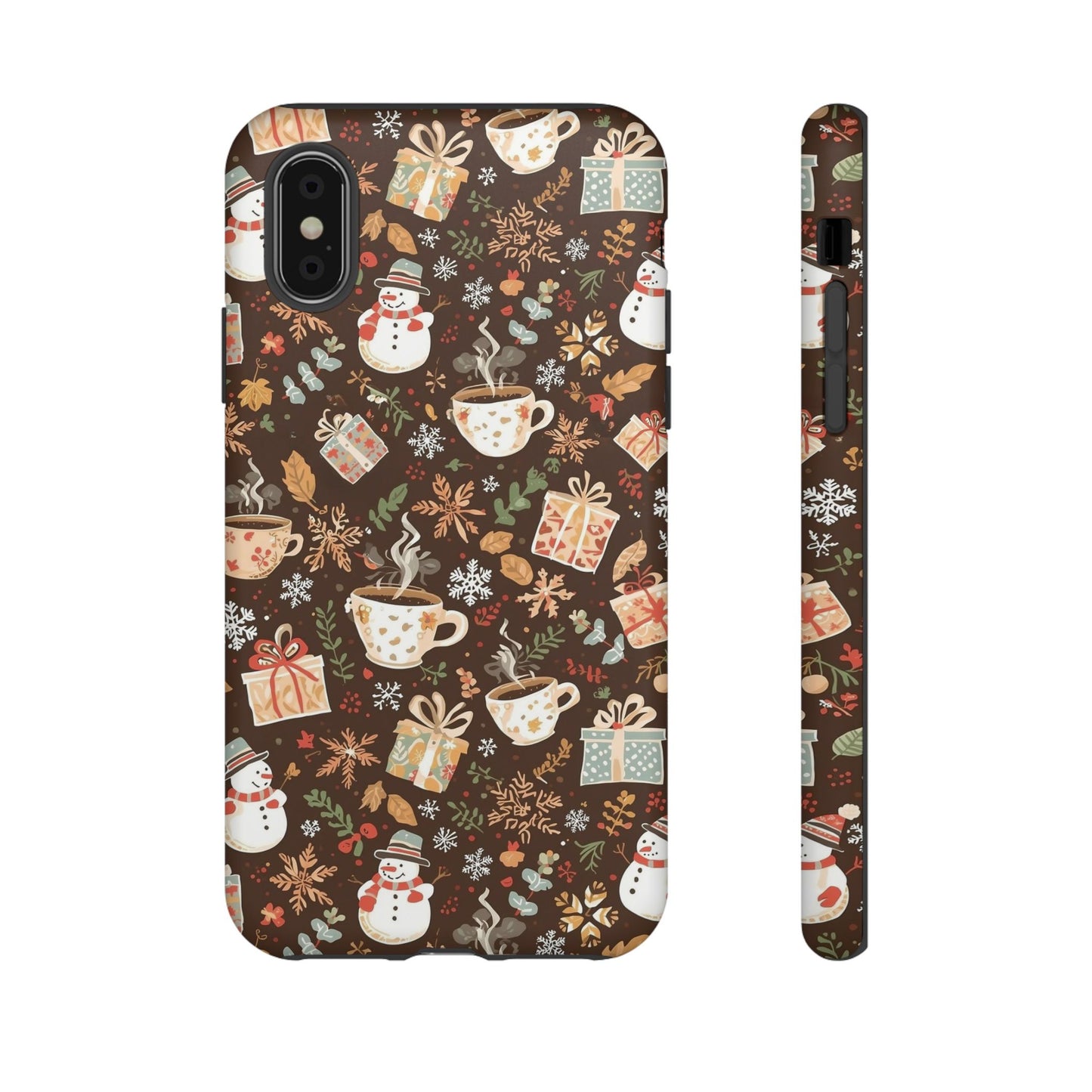 Christmas Phone Case, Winter Holiday Phone Case with Snowmen and Gifts Design for Iphone 17, 16, 15, 14, 13, 12, 11 & Samsung