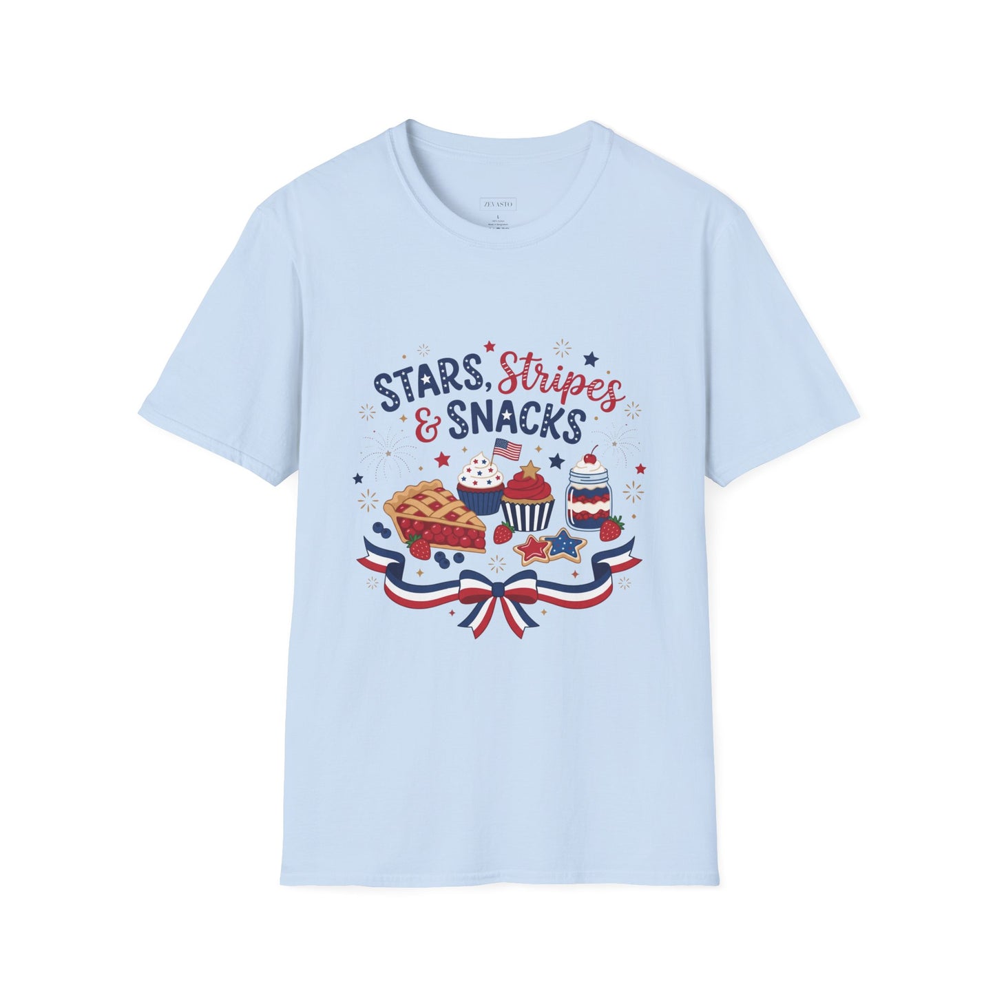Stars, Stripes & Snacks T-Shirt — 4th of July Patriotic Dessert Tee