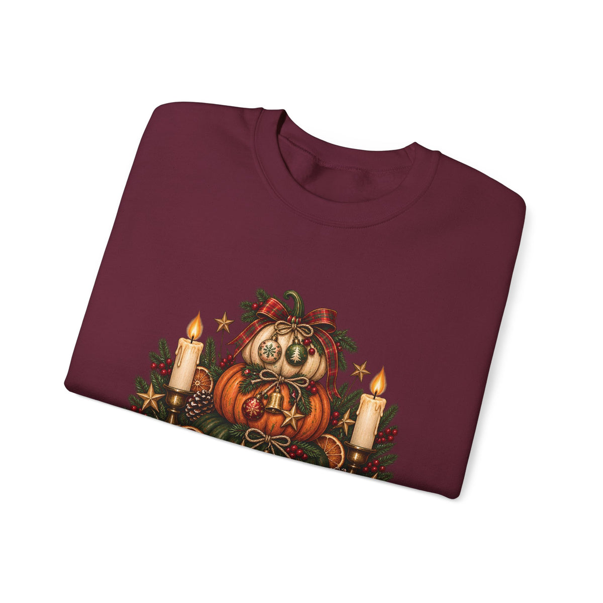 Harvest & Holly Crewneck Sweatshirt — Vintage Pumpkin Fall Graphic Sweatshirt