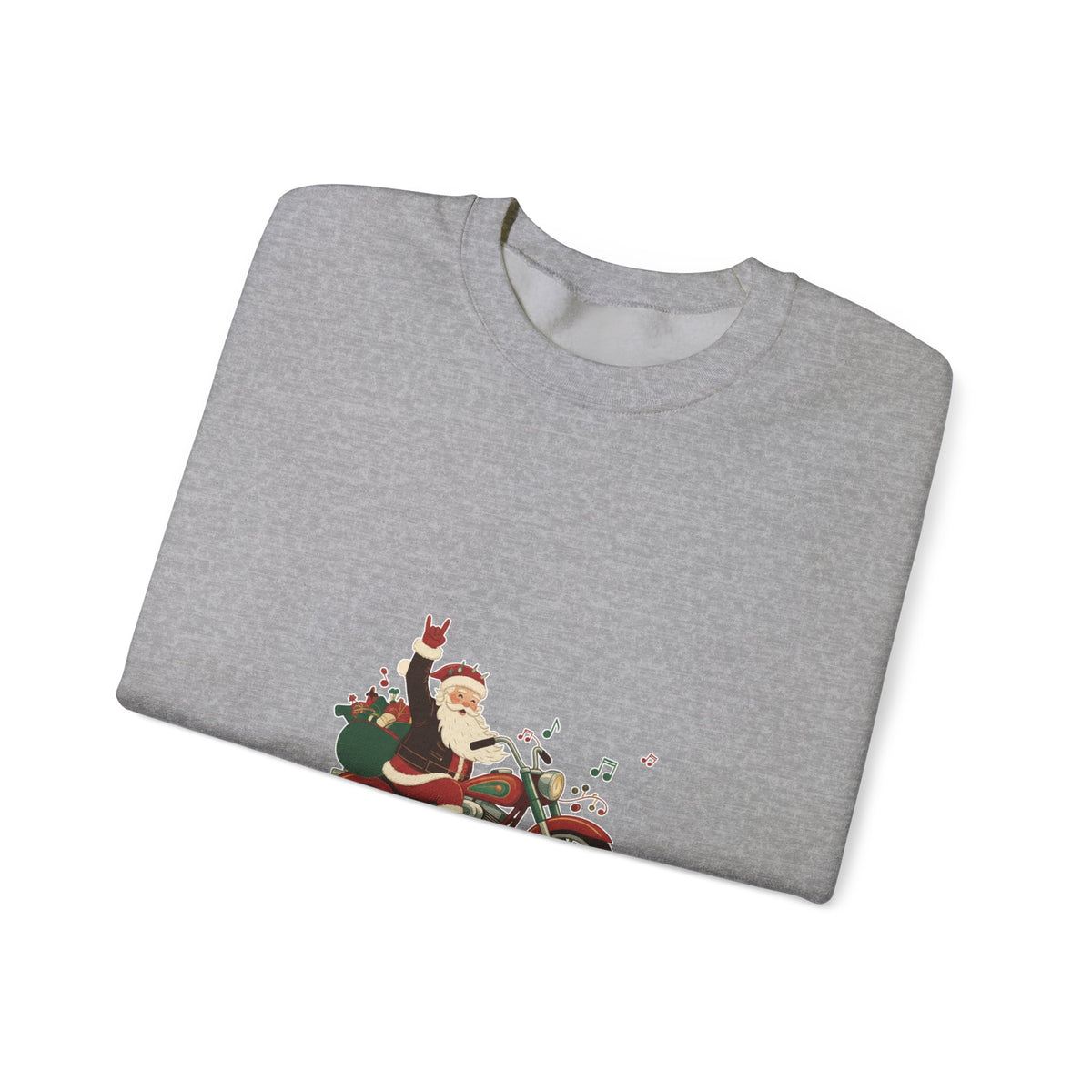 Christmas Motorcycle Sweatshirt - "Ride Into Christmas" Santa Biker Holiday Crewneck